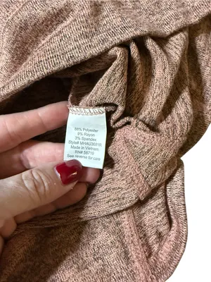NY Collection Large Mauve Pink Shoulder Lace Up Grommet Pullover Sweater Top thumbnail 3