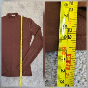 Reformation Bailey Women Brown Long Sleeve Mock Neck Inner Layer Knit Top Size S thumbnail 7
