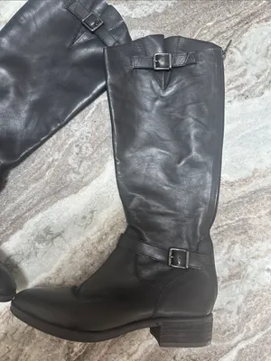 SAM EDELMAN Leather Painter Back Entry Riding Equestrian Boots Combat Black 8.5 thumbnail 2