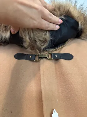 Modena tan cape with fur neck thumbnail 3