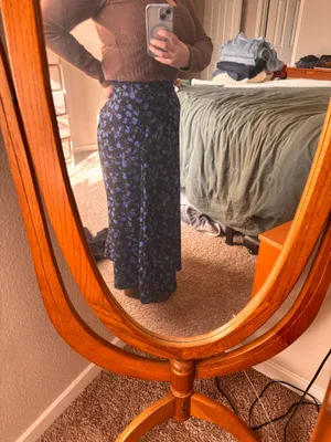 Blue and black floral skirt thumbnail 2