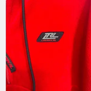 Women’s Y2K Lauren Ralph Lauren 1/4 Zip Fleece Hoodie Red Medium thumbnail 3