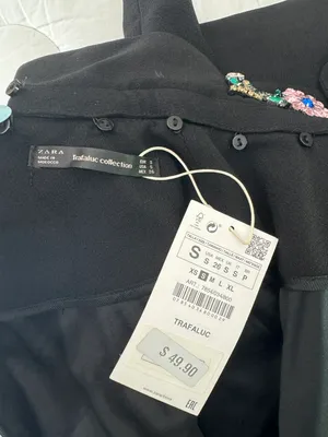 Zara NEW $50 Trafaluc Embellished Black Collar Work Classic Dress S thumbnail 5