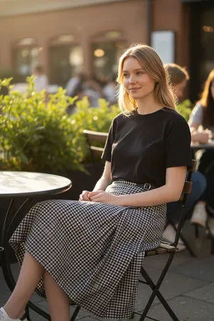 Vintage The Mill Shop Black and White Checkered Midi made in Scotland Skirt thumbnail 2