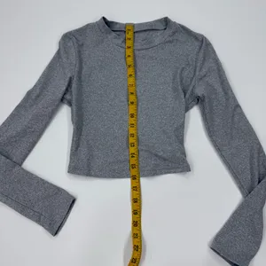 Gym Top Crop Top Long Sleeve Tee Round Neck Cropped Fitted Blouse Shirt Sport Top thumbnail 4