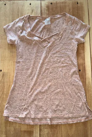 Calia by Carrie Underwood‎ Womens Peach Heather Strappy V-Neck Tee Shirt Small thumbnail 1