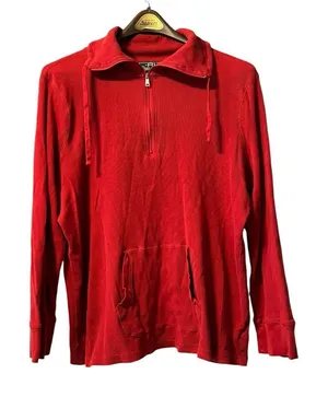 Lauren Ralph Lauren Active Sweater Women Size Measured Red Embroidred‎ 1/4 Zip thumbnail 1