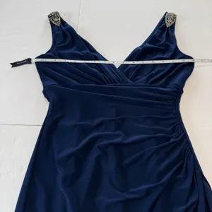 Ralph Lauren Navy Blue Ruched Sleeveless Rhinestone Stretch‎ Sheath Dress Size 4 thumbnail 7