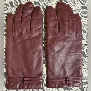 Wine color Leather Gloves size 6.5 thumbnail 2