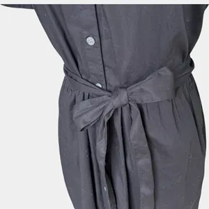 J.Crew Factory Black Shirt Dress Sz 10 Tie Waist Button Front Classic Minimalist thumbnail 5