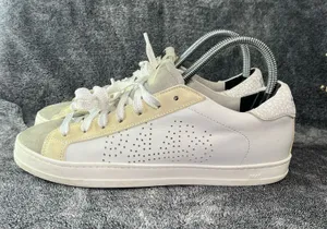P448 John White Leather Low Top Sneakers EU 39 US 8.5 Made in Italy⁠ thumbnail 1