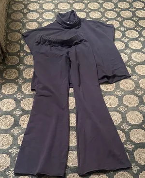 Sundays 2 piece top and bottom set cotton outfit flare elastic waist M blue thumbnail 1