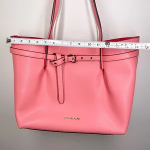 Michael Kors Emilia Large Pebbled Leather Tote Bag Grapefruit Pink Buckle Accent thumbnail 12