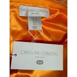 NWT Caroline Constas‎ Orange Sequin Halter Midi Dress Size S thumbnail 5