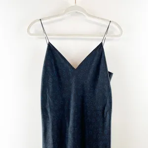 Theory Easy Sleeveless Spaghetti Strap V-Neck Midi Slip Dress Flower Silk Navy 4 thumbnail 5