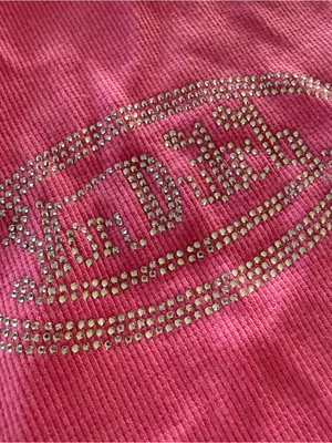 Von Dutch Hot Pink Rhinestone Logo Ribbed Tank size X-Large thumbnail 5