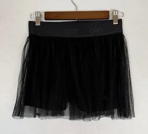 Alo Yoga Tulle Skort Womens XS Black Mesh Overlay Tennis Skirt Balletcore thumbnail 1