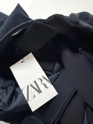 ZARA Navy Straight Leg Trouser Pant Pintuck Large Careerwear Business Casual thumbnail 5