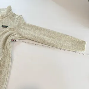 LL Bean Beige Sweater Fleece 1/4 Snap Pullover Pockets Size SMALL Tan thumbnail 8
