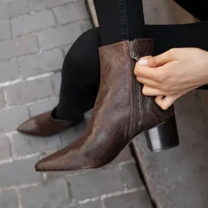 Thursday Boot Co Luna Chocolate Snakeskin Bootie Size 9.5 Cowgirl‎ Texas thumbnail 3