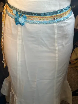 Free People Boho‎ White Cotton Blend Mermaid Maxi Skirt with Ruffle Hem thumbnail 4