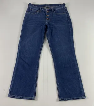 J Crew Jeans Womens‎ 27 Blue Mid-Rise Flare Crop Button Fly Stretch Denim Casual thumbnail 1