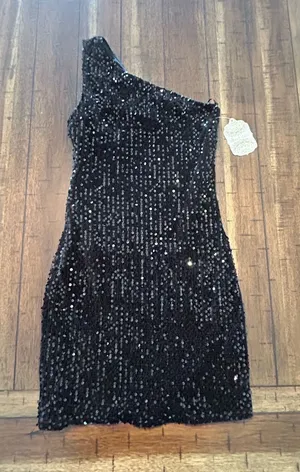 Altar’d State Black Sequin One Shoulder Cocktail Dress Size Small NWT thumbnail 1