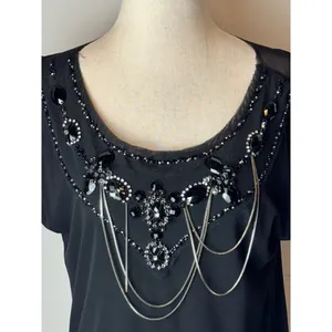 Alice + Olivia Beaded Jeweled Neck Dress Women Small Black Mini‎ Whimsigoth Goth thumbnail 9