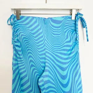 Zara Pants Size XS Blue Satin High Rise Side Tie Flare Leg Trouser 90s Blokette‎ thumbnail 5