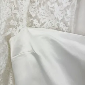 Lulus Prettiest Behavior White Satin Lace Long Sleeve Mini Dress Medium NWT thumbnail 8
