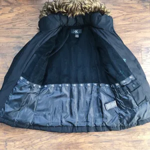 Calvin Klein • Goose Down Puffer Jacket coat black quilted faux fur trim hood thumbnail 5