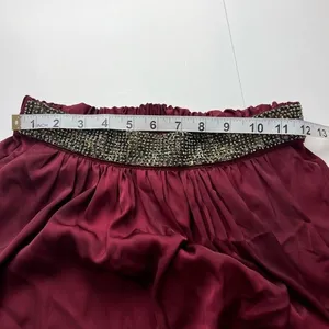 Zara Basic Burgundy Beaded Waist Maxi‎ Skirt Size S Burgundy Wine Red Boho thumbnail 8