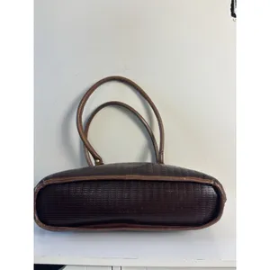 Vtg MC Buenos Aires Woven Brown Argentina Leather Satchel Bowling Bag Embossed thumbnail 5