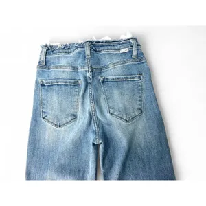 RISEN JEANS 25 / 1 Women's Jeans Raw Edges Waist Straight Leg 25" Inseam Light thumbnail 4