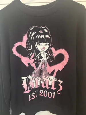 Vintage y2k Bratz Jade Graphic Sweatshirt Black Pink Est 2001 Baddie Large thumbnail 1