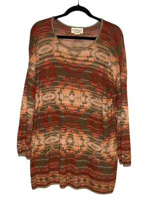 Denim & Supply Ralph Lauren Sweater Women XL Orange Southwestern Tunic Excellent thumbnail 1