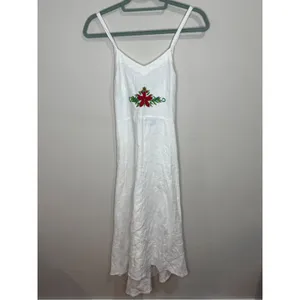 Reformation Shelly Embroidered White Linen Summer Maxi Sun Dress Sz 0 thumbnail 3