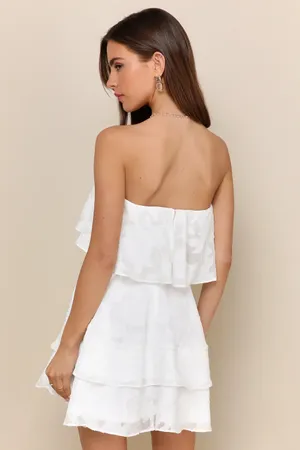 Lulus white lace strapless dress thumbnail 2