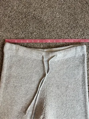 Aerie Gray Waffle Knit Wide Leg Lounge Pants Drawstring Size Small thumbnail 6