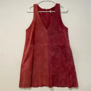 Free People Retro Love Suede Mini Dress Size S Red Boho Western thumbnail 2