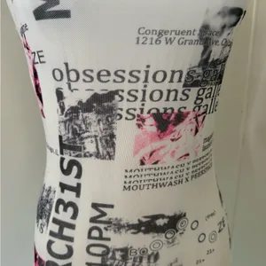 Princess Polly White Graphic Print Mini Slip Dress with Pink & Black Accents thumbnail 2