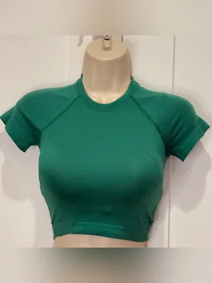 Lululemon Swiftly Tech Cropped Short Sleeve Shirt 2.0 Size 0 Cascadia Green Yoga thumbnail 3