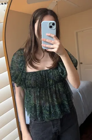 Free People Green Blouse thumbnail 1