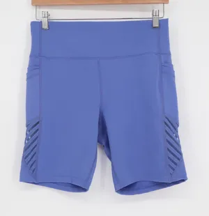 BSP Better Sports Performance Womens Blue Mesh Side Pocket Biker Shorts Size L thumbnail 1