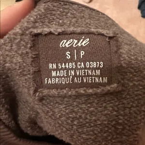 Aerie Oversized Brown Crewneck Front Shirt Pocket thumbnail 4