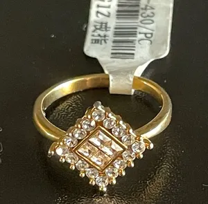 Simulated diamond shaped gold plated ring size 5 thumbnail 1