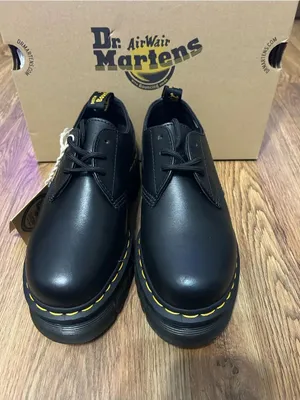 DR MARTENS Audrick 3 eye black leather platform lace up oxfords shoes sz 7 new thumbnail 7