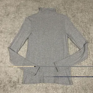 Enza Costa Top Womens Large Sparkle Metallic Ribbed Gray Stretchy Shirt USA thumbnail 6