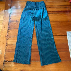 Andrea Iyamah Teal Wide-Leg Pleated Pants thumbnail 5