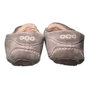 UGG Ansley Suede Shearling Moccasin Slippers Grey House Shoes Womens‎ Size 9 M thumbnail 3